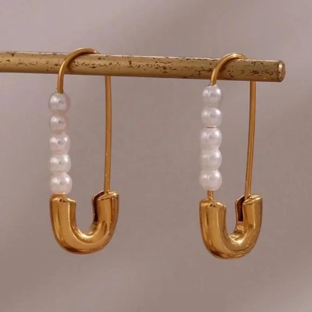 NEW 18K GOLD HOOP PEARL EARRINGS - Picture 3 of 6